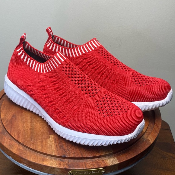 Tiosebon Red Knit Walking Athletic Shoe, size 8 Euro 38.5 - Picture 6 of 9